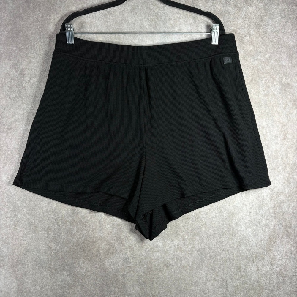 VSX Shorts Women XXL Black Ribbed‎ Modal Lounge Sleep High Rise Athletic Stretch